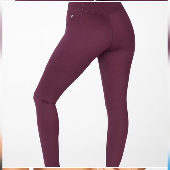 NWT Fabletics High-Waisted Motion365® Paneled Legging Burgundy/Golden XS Short - Picture 5 of 8
